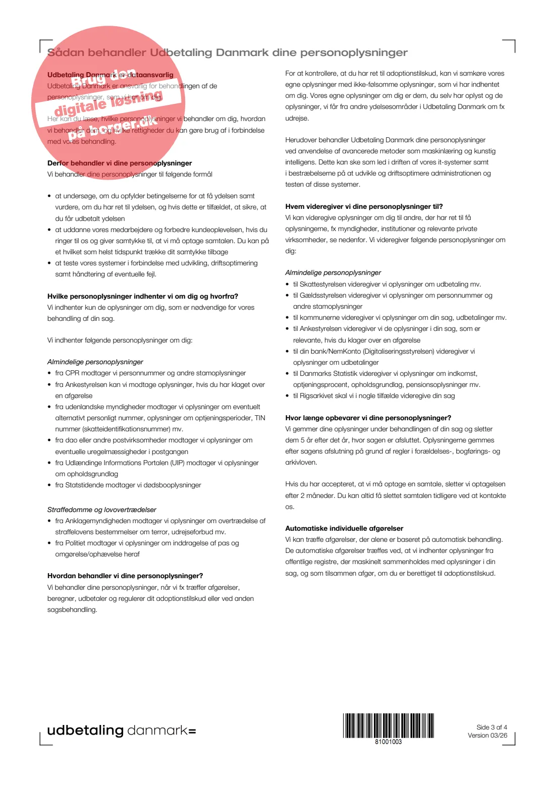 UDK 310 — Adoption grant (2026) Familieydelser — Søg om adoptionstilskud (Apply for the adoption grant) — UDK 310 — page 3 of 4