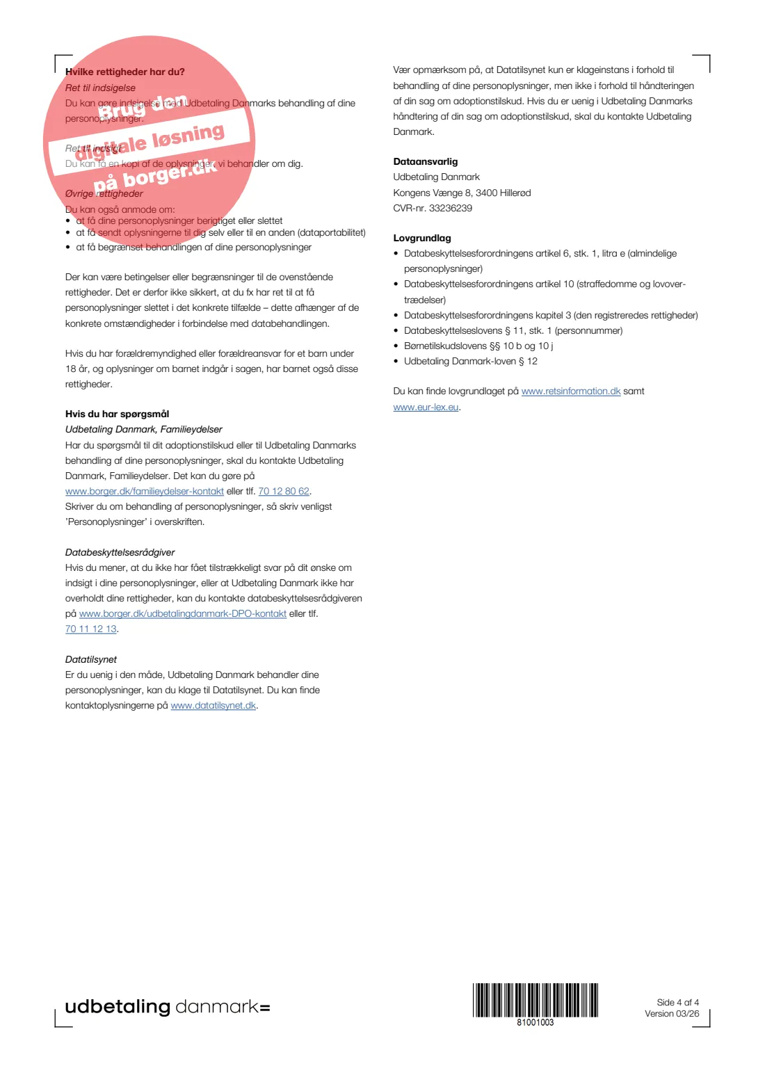 UDK 310 — Adoption grant (2026) Familieydelser — Søg om adoptionstilskud (Apply for the adoption grant) — UDK 310 — page 4 of 4