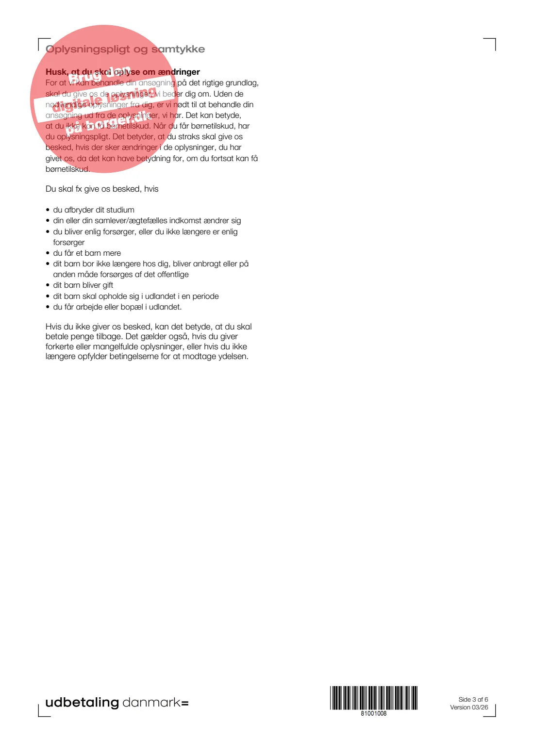 UDK 315 — Child allowance for student parents (2026) Familieydelser — Søg børnetilskud til forældre under uddannelse (Apply for child allowance for parents in education) — UDK 315 — page 3 of 6