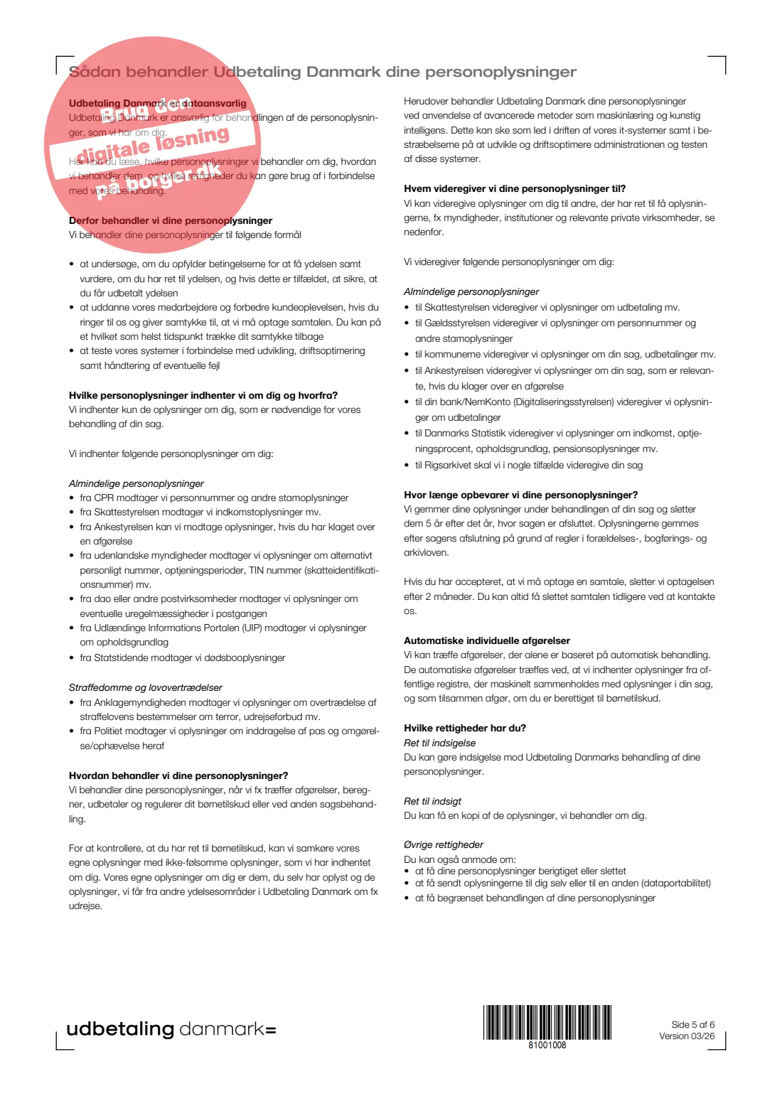UDK 315 — Child allowance for student parents (2026) Familieydelser — Søg børnetilskud til forældre under uddannelse (Apply for child allowance for parents in education) — UDK 315 — page 5 of 6
