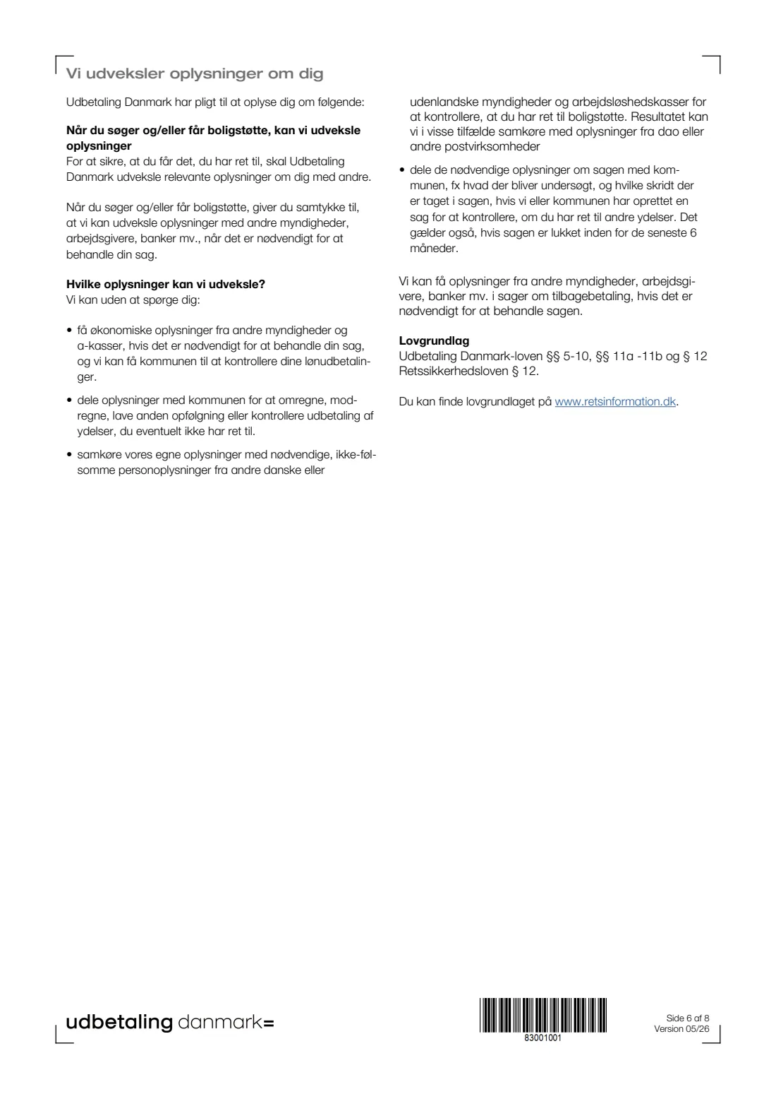 UDK 441 — Housing benefit application (boligstøtte) (2026) Ansøgning om boligstøtte (Application for housing benefit) — UDK 441 — page 6 of 8