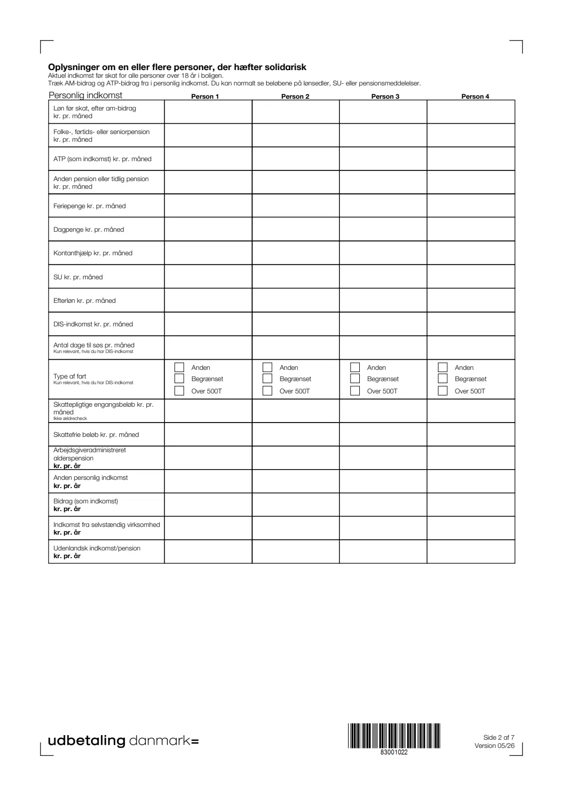 UDK 442 — Housing benefit joint liability declaration (2026) Boligstøtte – Erklæring om solidarisk hæftelse (Housing benefit: joint liability declaration) — UDK 442 — page 2 of 7