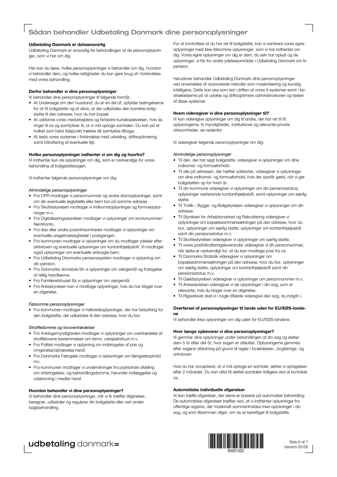 UDK 442 — Housing benefit joint liability declaration (2026) Boligstøtte – Erklæring om solidarisk hæftelse (Housing benefit: joint liability declaration) — UDK 442 — page 6 of 7