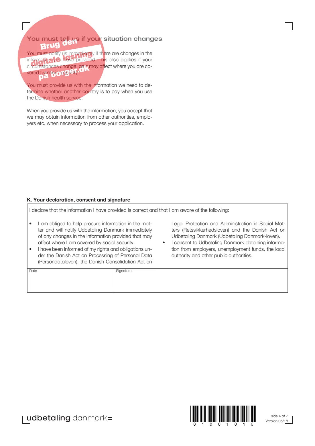UDK 720 — Health insurance country (2018) International Sygesikring — Information about health insurance country (Oplys om sygesikringsland) — UDK 720_ENG — page 4 of 7