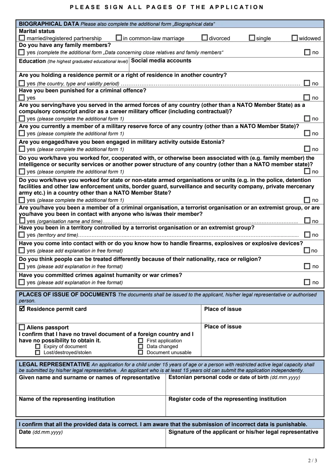 PPA temporary residence permit application (2026) Application for Temporary Residence Permit — page 2 of 3