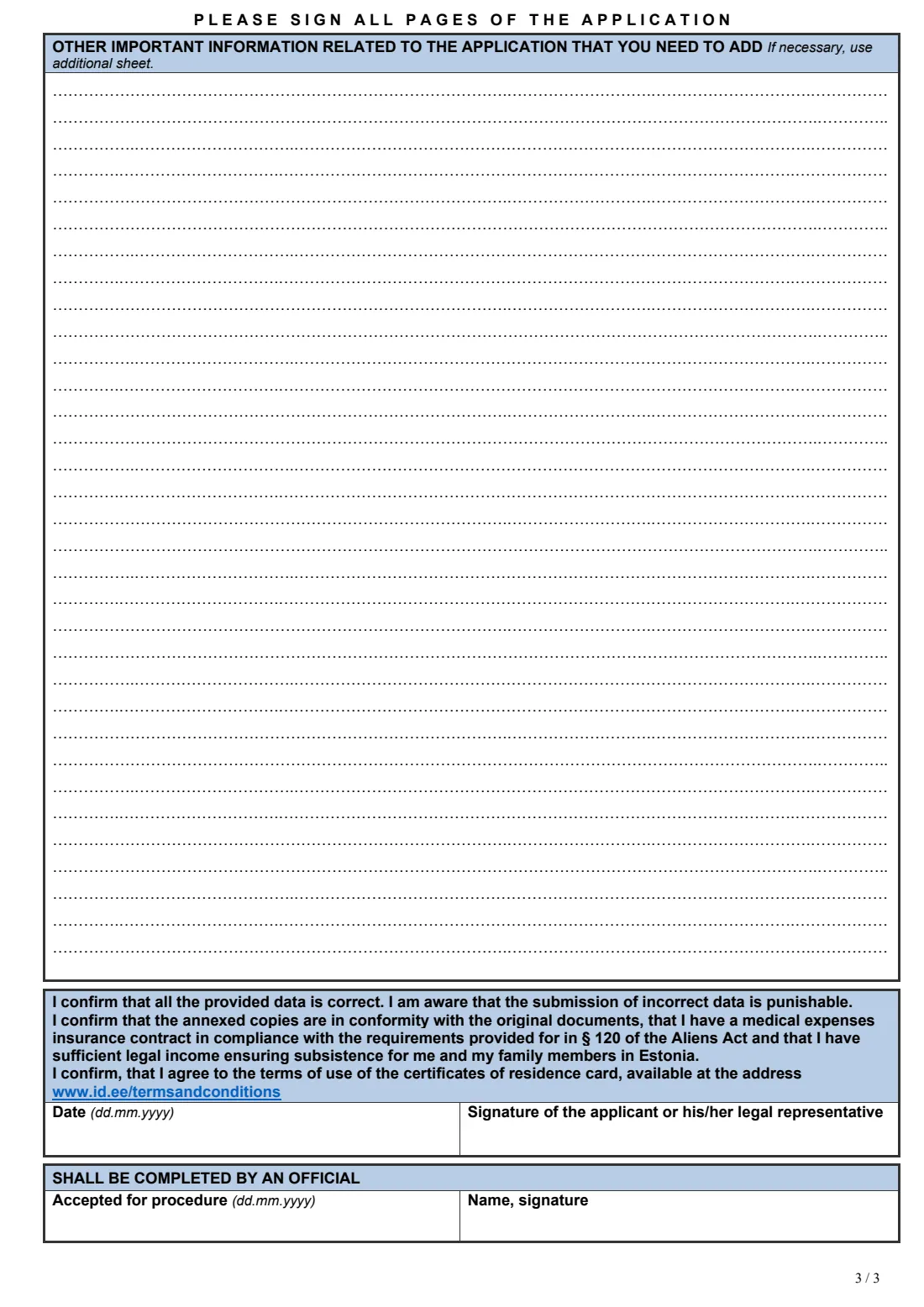 PPA temporary residence permit application (2026) Application for Temporary Residence Permit — page 3 of 3