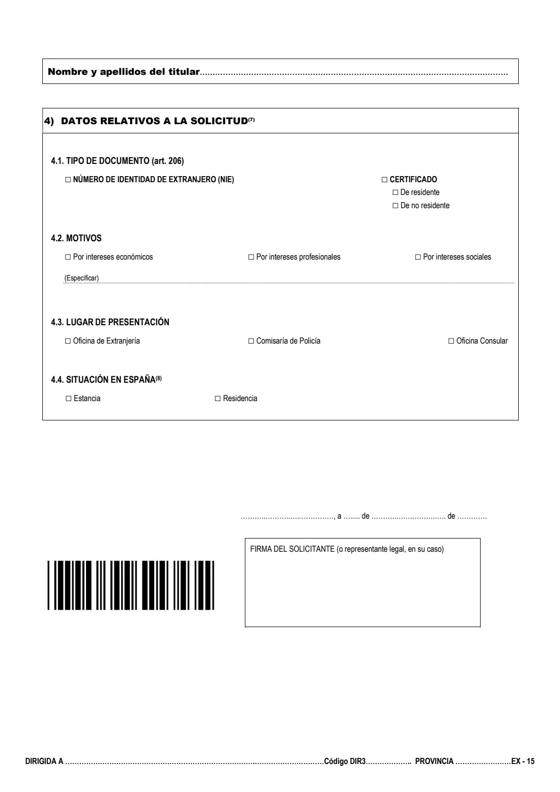 EX-15 (NIE application) (2026) Solicitud de Número de Identidad de Extranjero (NIE) y Certificados (EX-15) — page 2 of 3