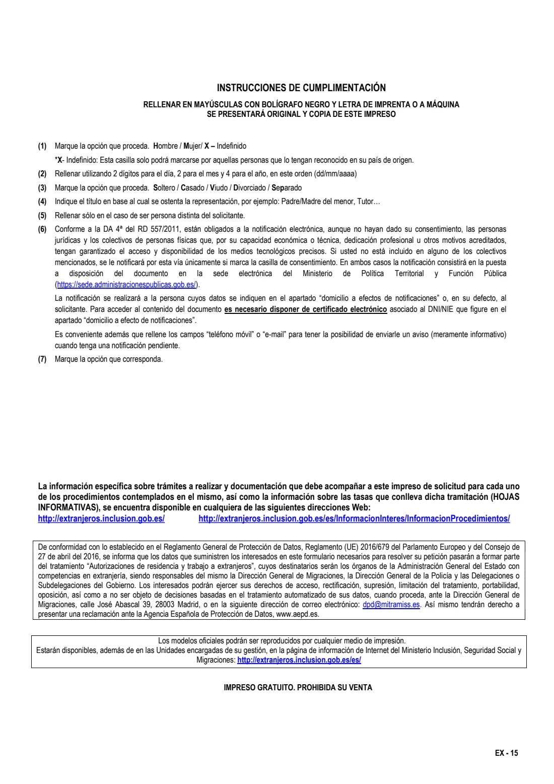EX-15 (NIE application) (2026) Solicitud de Número de Identidad de Extranjero (NIE) y Certificados (EX-15) — page 3 of 3