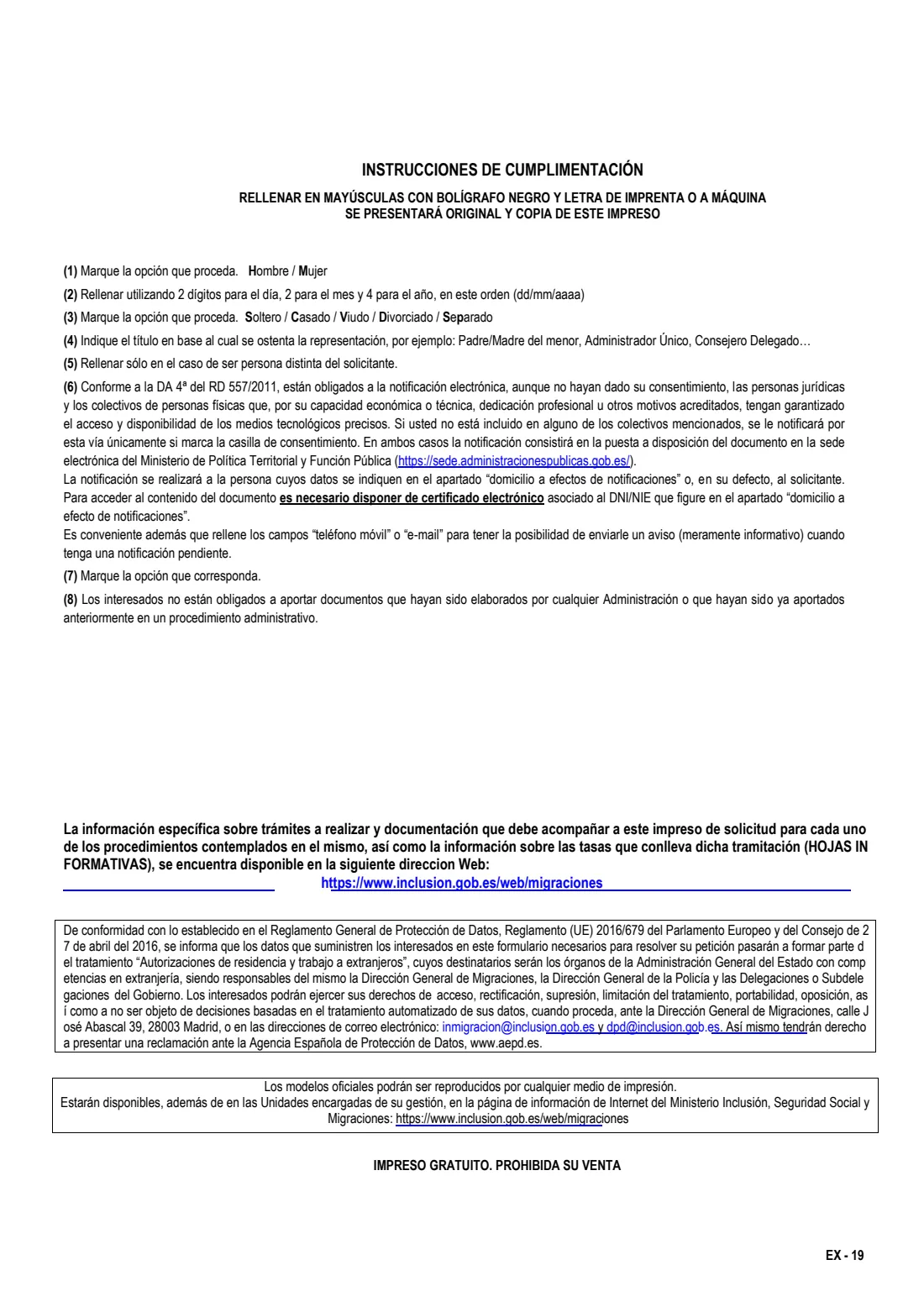 EX-19 EU family member residence card (2023) Solicitud de tarjeta de residencia de familiar de ciudadano de la Unión — EX-19 — page 3 of 3