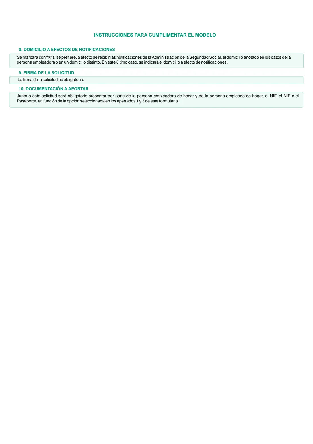 TA.2/S-0138 (household employee registration) (2024) Registration, termination or change of details of a household employee (Solicitud de alta, baja o variación de datos del trabajador/a por cuenta ajena en el Régimen General - Sistema Especial para Empleados de Hogar, TA.2/S-0138) — page 4 of 6