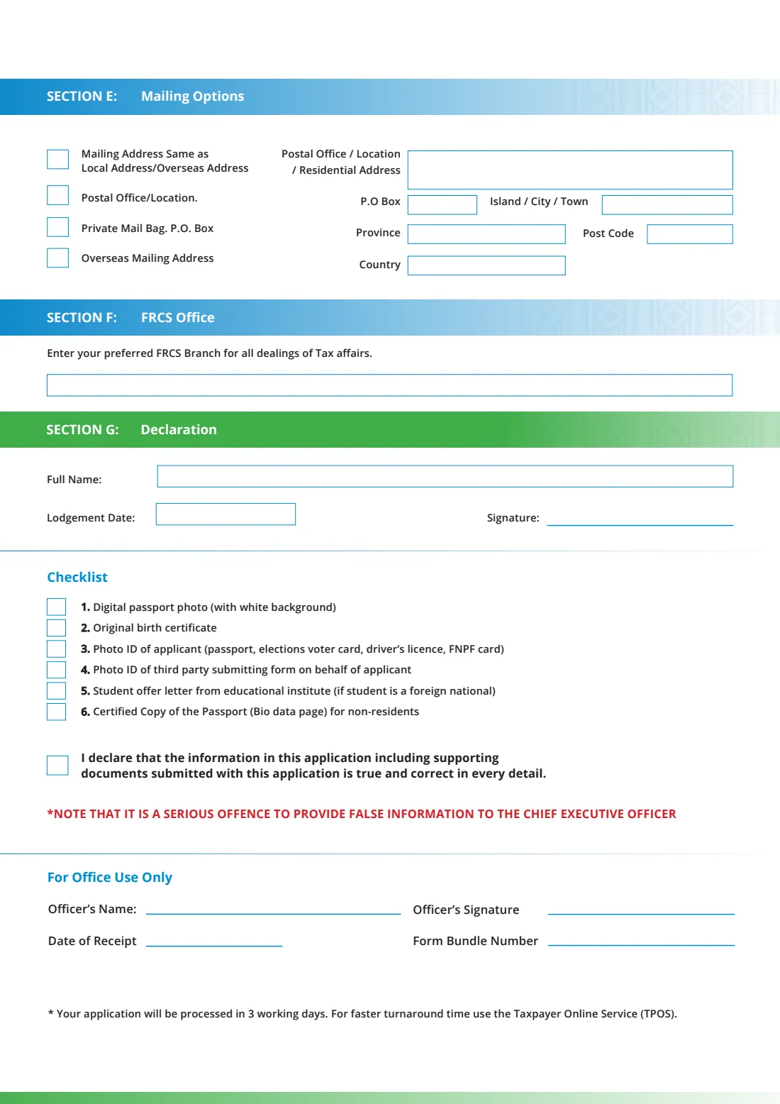 Individual TIN registration (2026) Individual TIN Registration — page 3 of 3