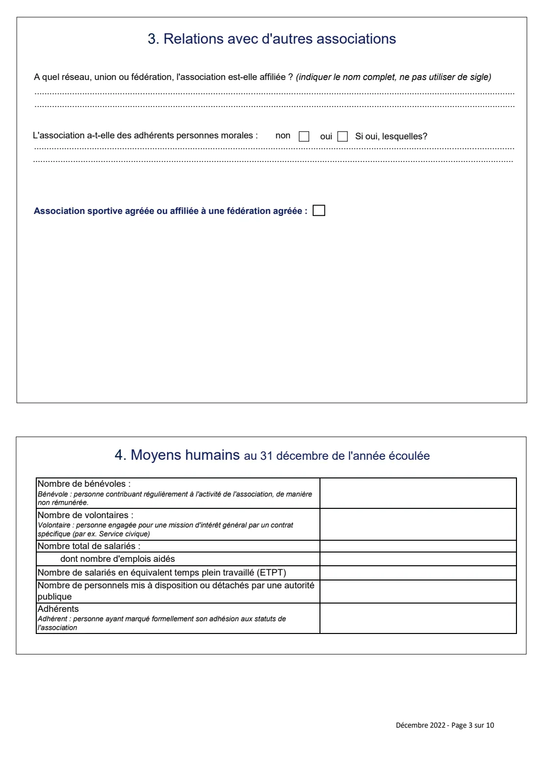 Cerfa 12156 - association grant application (2022) Associations - Demande de subvention(s), formulaire unique (Cerfa 12156*06) - Association grant application — page 3 of 10