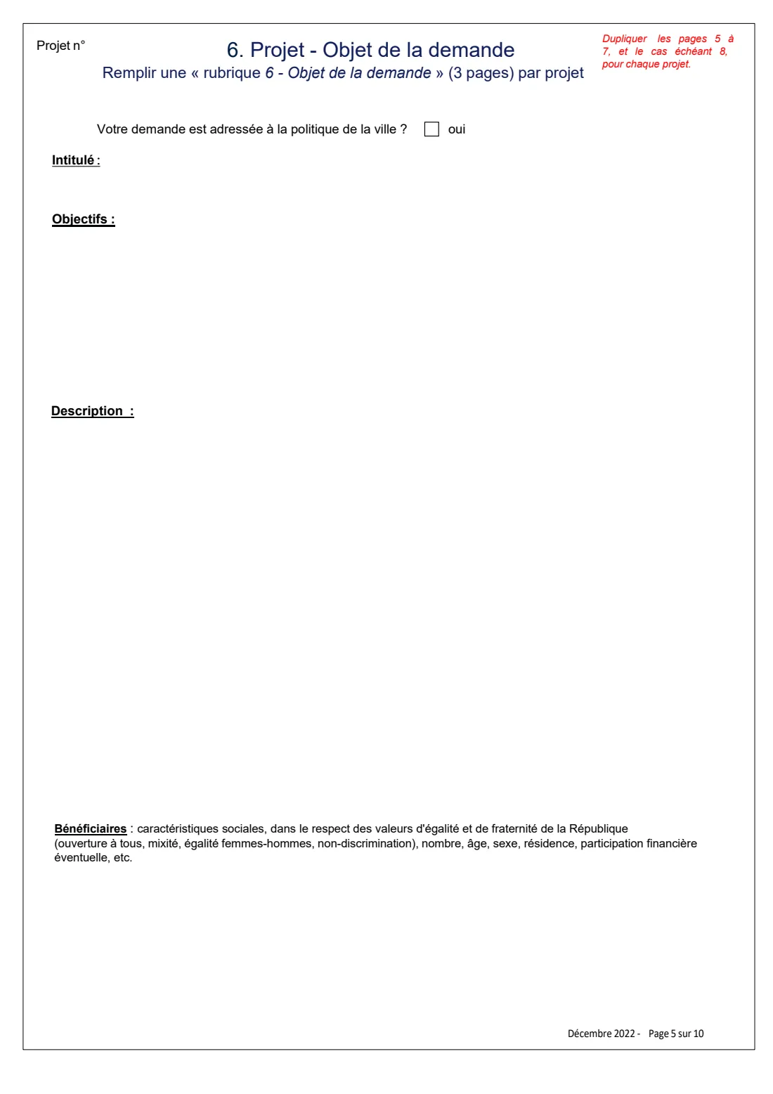Cerfa 12156 - association grant application (2022) Associations - Demande de subvention(s), formulaire unique (Cerfa 12156*06) - Association grant application — page 5 of 10