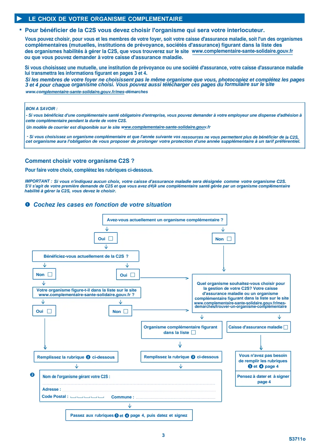 Cerfa 12504 - Complémentaire santé solidaire (C2S) (2026) Demande de Complémentaire santé solidaire (C2S) - application for the free or low-cost top-up health cover (S 3711o) — page 3 of 6