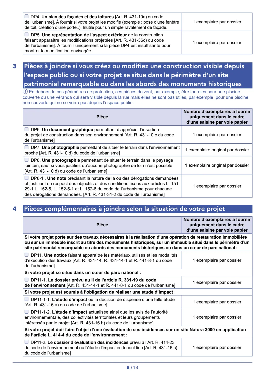 Cerfa 13703 - déclaration préalable (house works) (2026) Déclaration préalable - constructions et travaux non soumis à permis de construire portant sur une maison individuelle et/ou ses annexes - prior declaration for works on a detached house — page 10 of 15