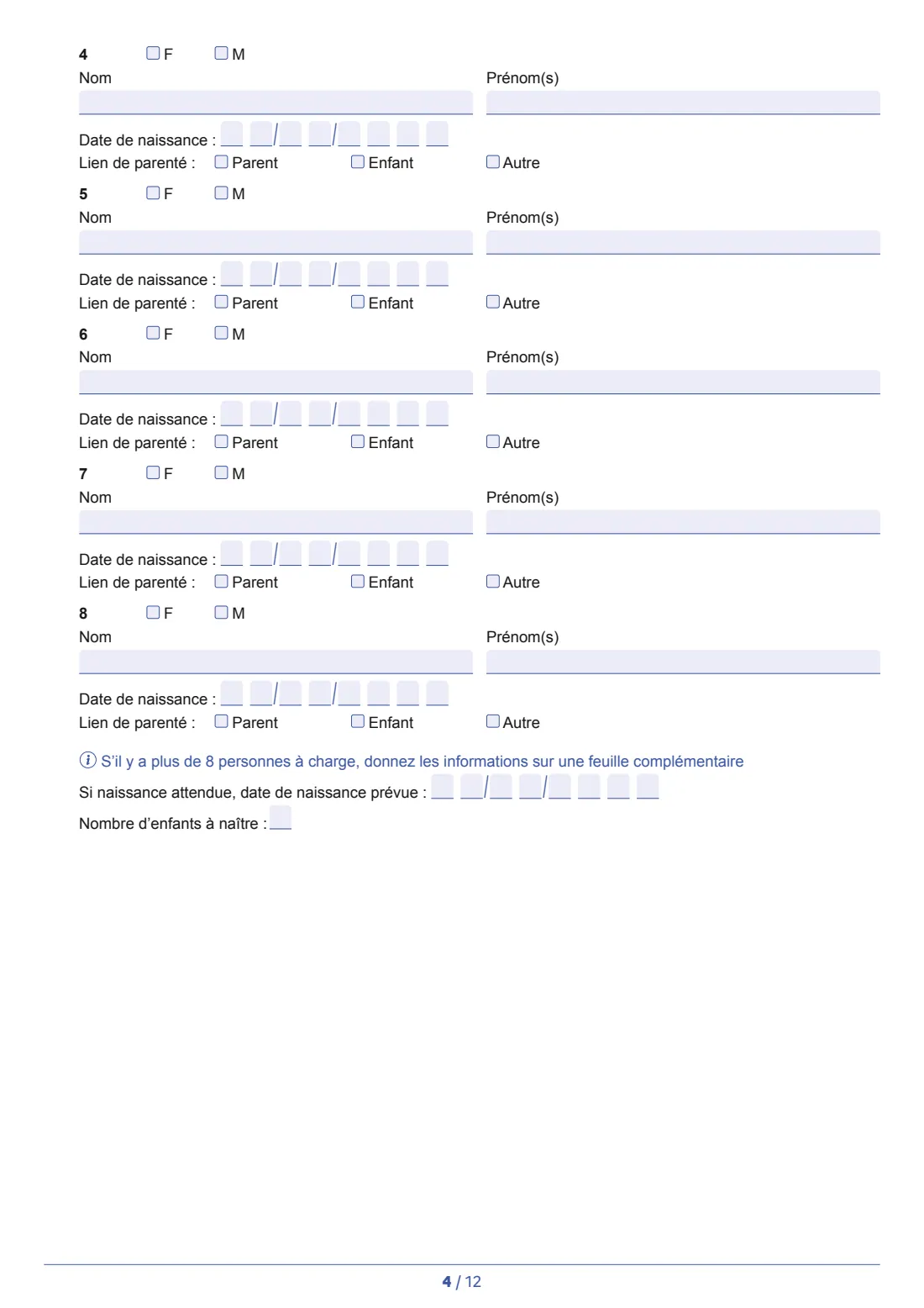 Cerfa 14069 - demande de logement social (2026) Demande de logement social - application for social housing (HLM) — page 4 of 12