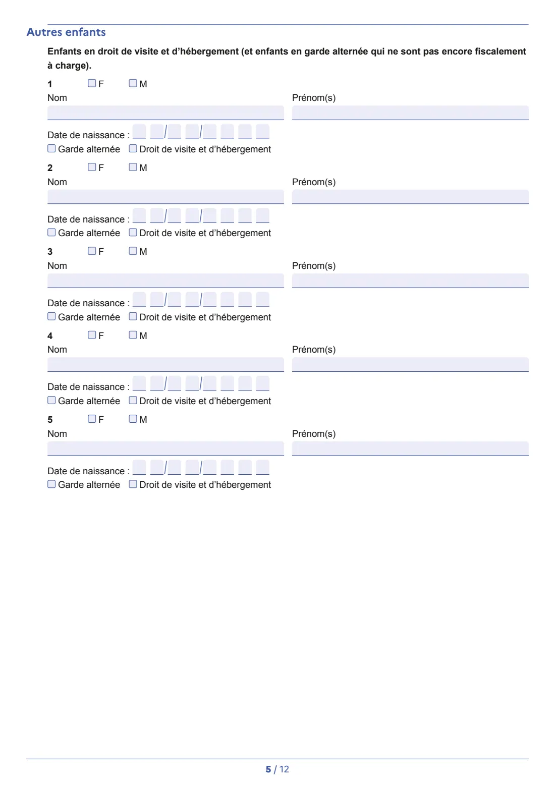 Cerfa 14069 - demande de logement social (2026) Demande de logement social - application for social housing (HLM) — page 5 of 12