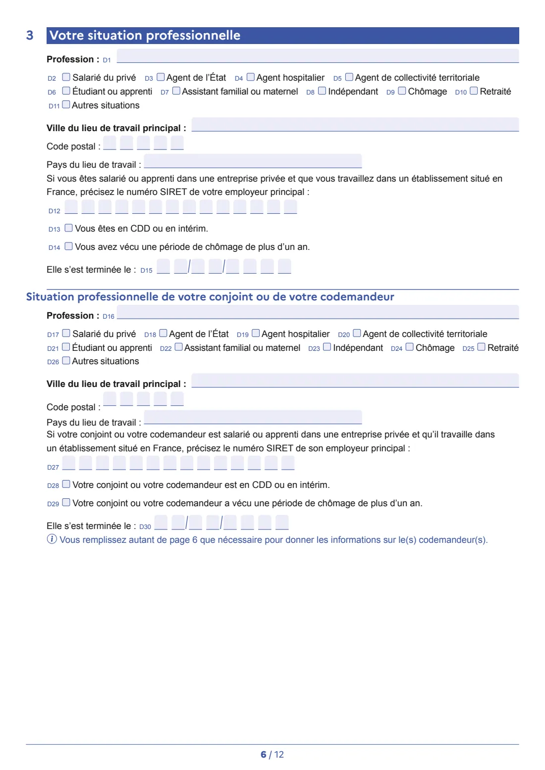 Cerfa 14069 - demande de logement social (2026) Demande de logement social - application for social housing (HLM) — page 6 of 12