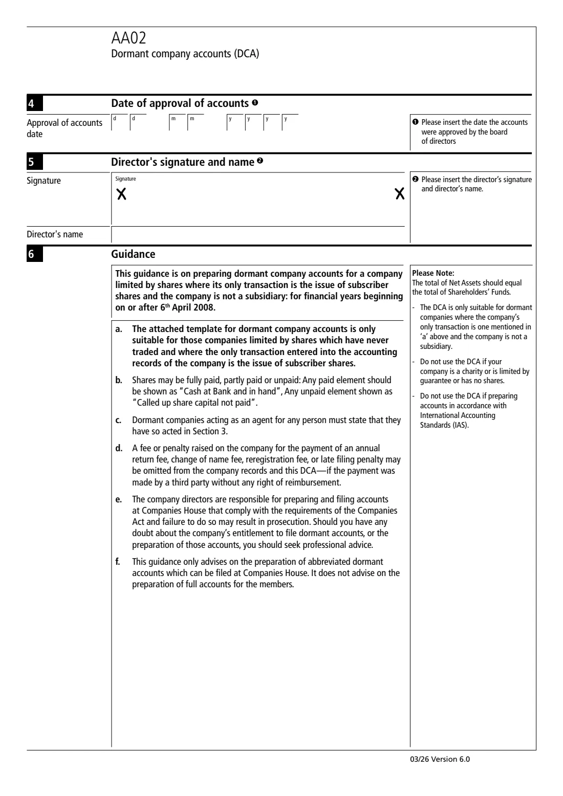 AA02 Dormant company accounts (2026) Dormant company accounts (AA02) — page 2 of 3