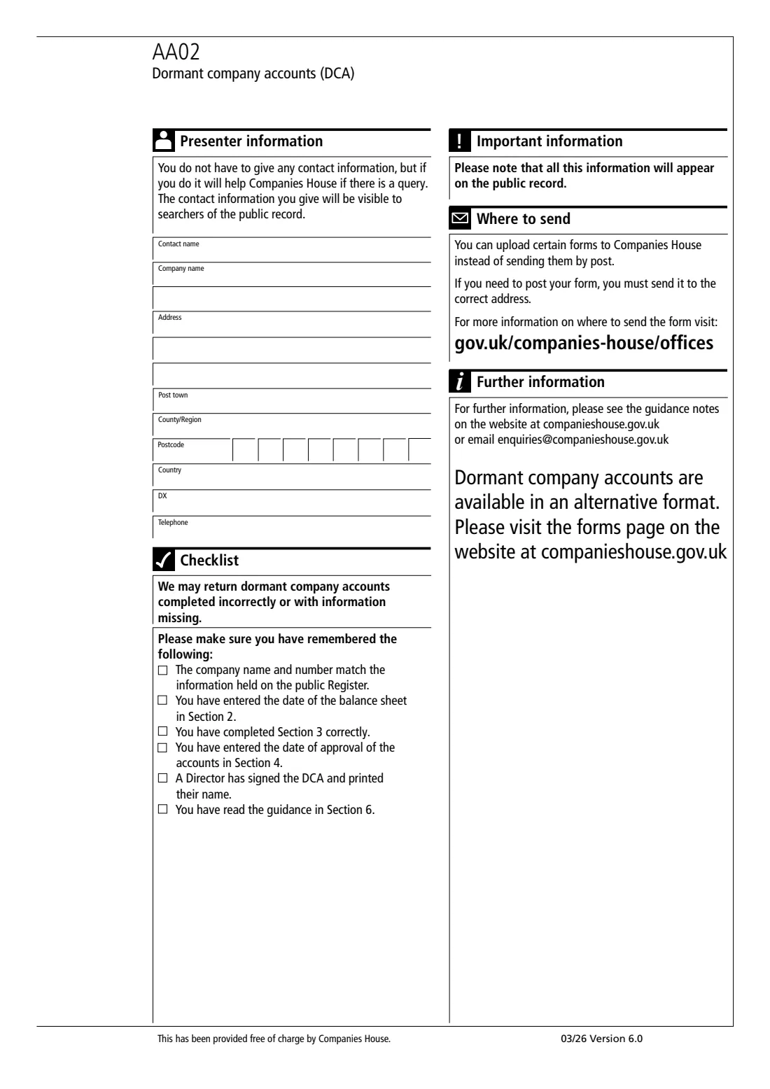 AA02 Dormant company accounts (2026) Dormant company accounts (AA02) — page 3 of 3
