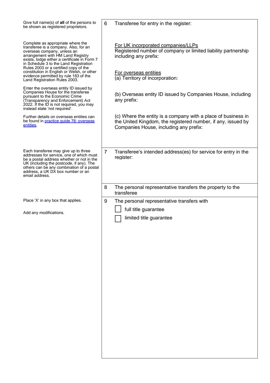 Form AS1 (2024) Assent of whole of registered title(s) by personal representative(s) — page 2 of 4