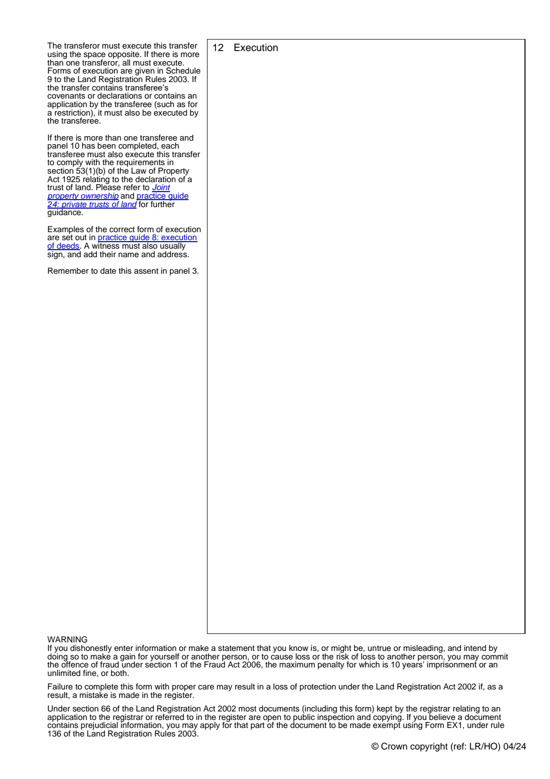 Form AS1 (2024) Assent of whole of registered title(s) by personal representative(s) — page 4 of 4