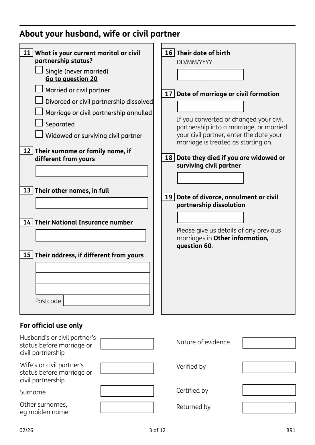BR1 State Pension claim (2026) Get your State Pension (State Pension claim form) — page 3 of 12