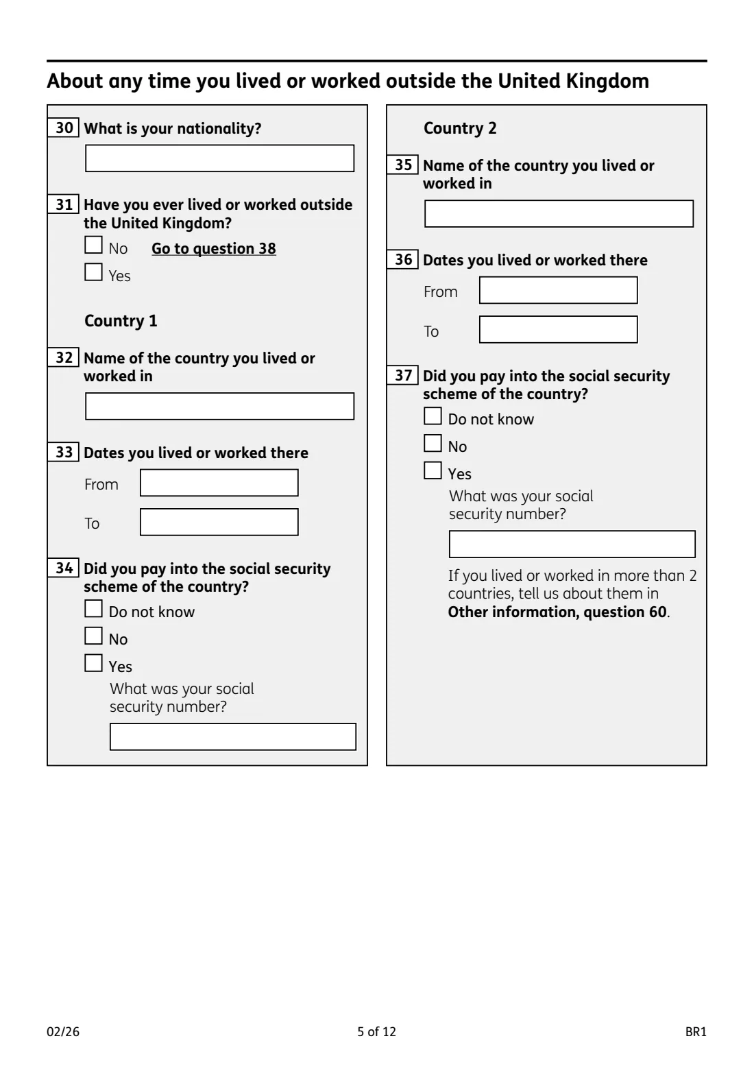 BR1 State Pension claim (2026) Get your State Pension (State Pension claim form) — page 5 of 12