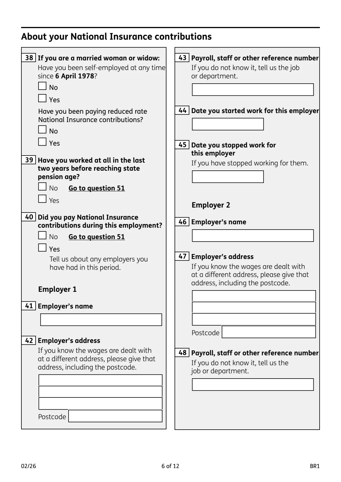 BR1 State Pension claim (2026) Get your State Pension (State Pension claim form) — page 6 of 12