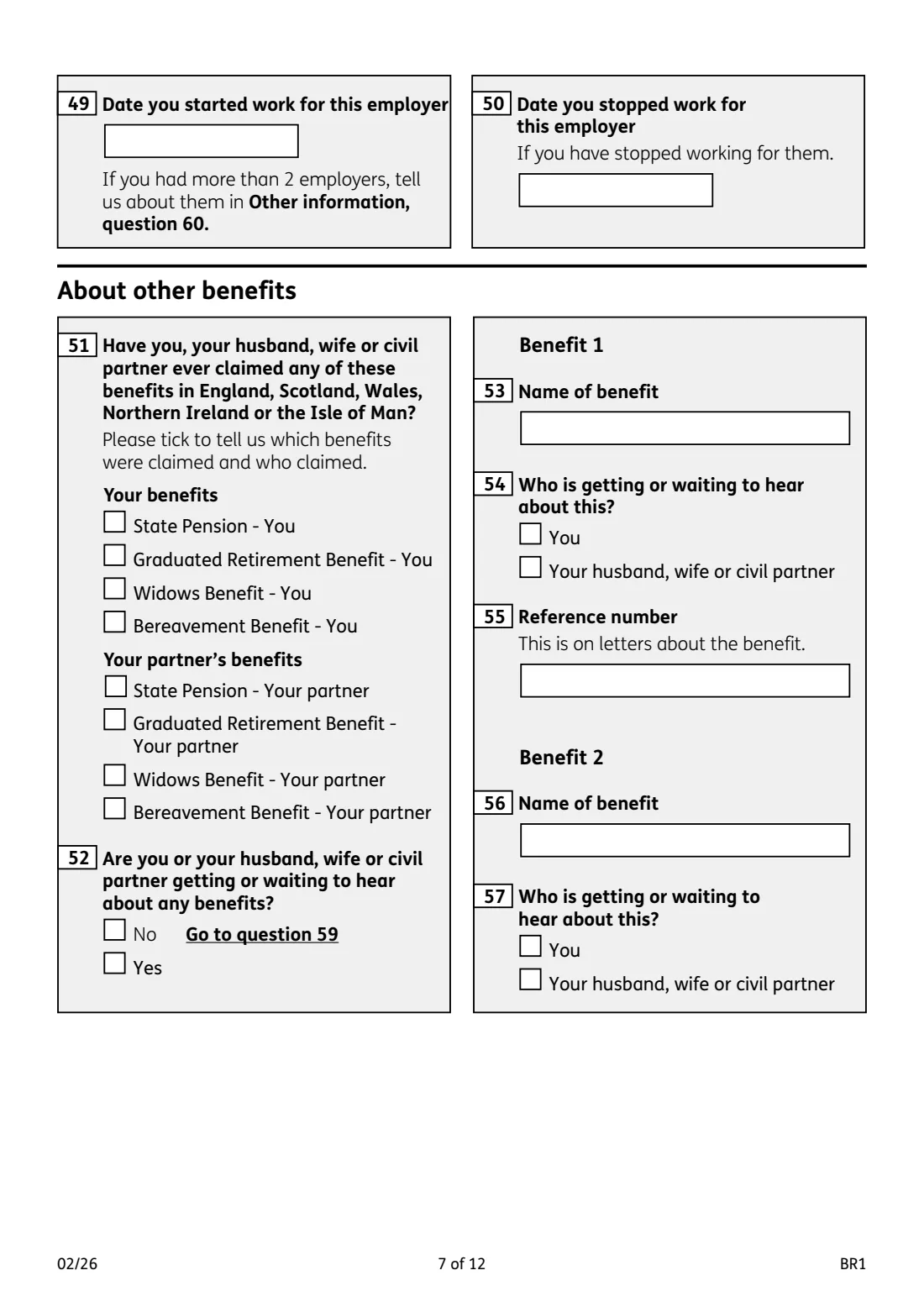 BR1 State Pension claim (2026) Get your State Pension (State Pension claim form) — page 7 of 12
