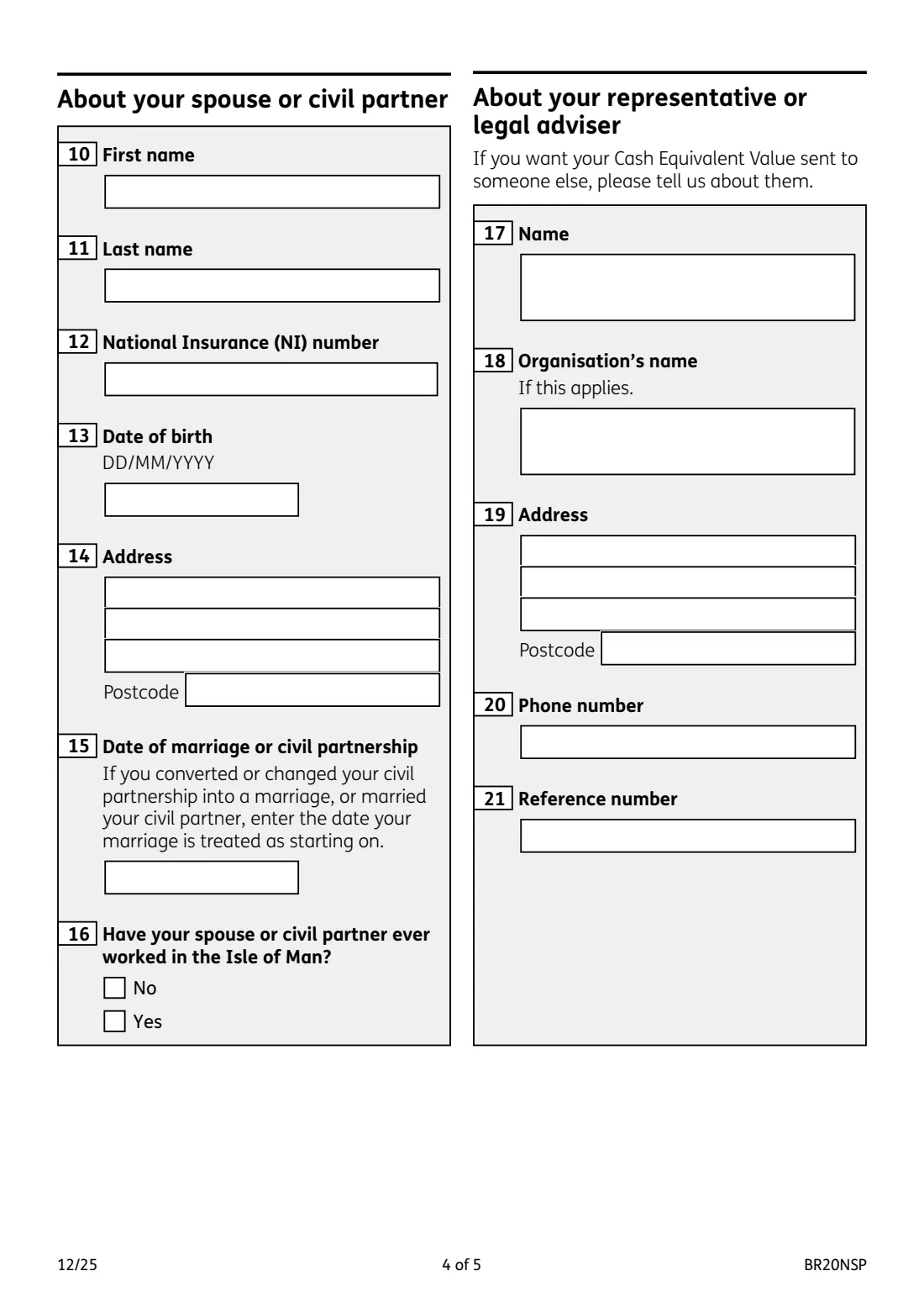 BR20NSP State Pension valuation on divorce (2025) State Pensions and divorce or dissolution: application for a valuation — page 4 of 5