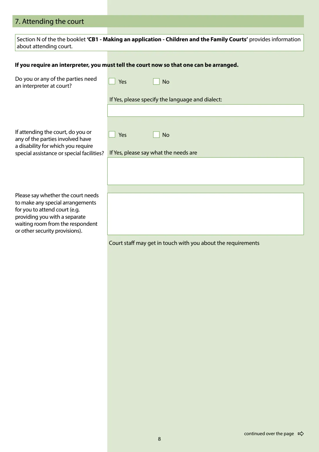 C2 Application (Children Act 1989) (2026) Application in existing proceedings relating to children (C2) — page 8 of 10