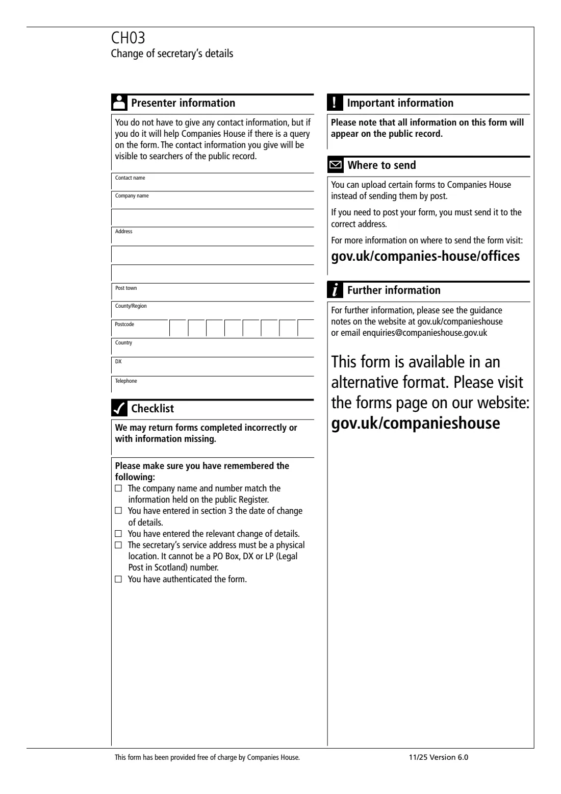 CH03 Change a secretary's details (2025) Change of secretary's details (CH03) — page 3 of 3