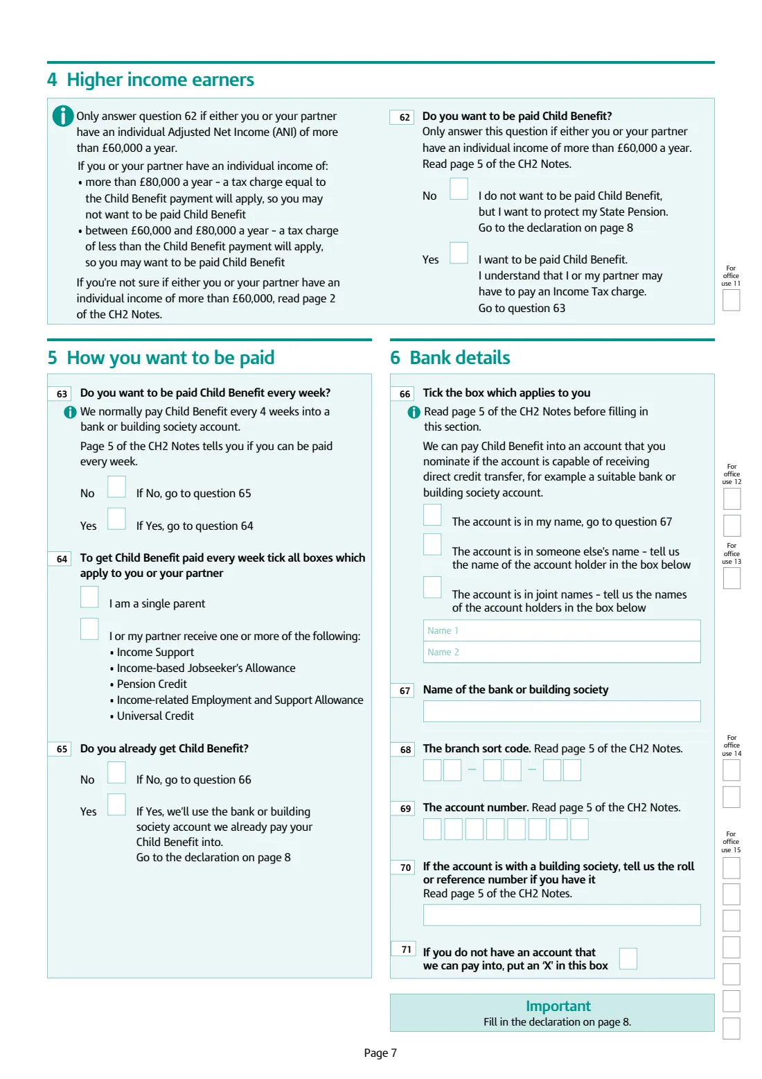 CH2 Child Benefit claim (2026) Child Benefit claim form — page 7 of 9