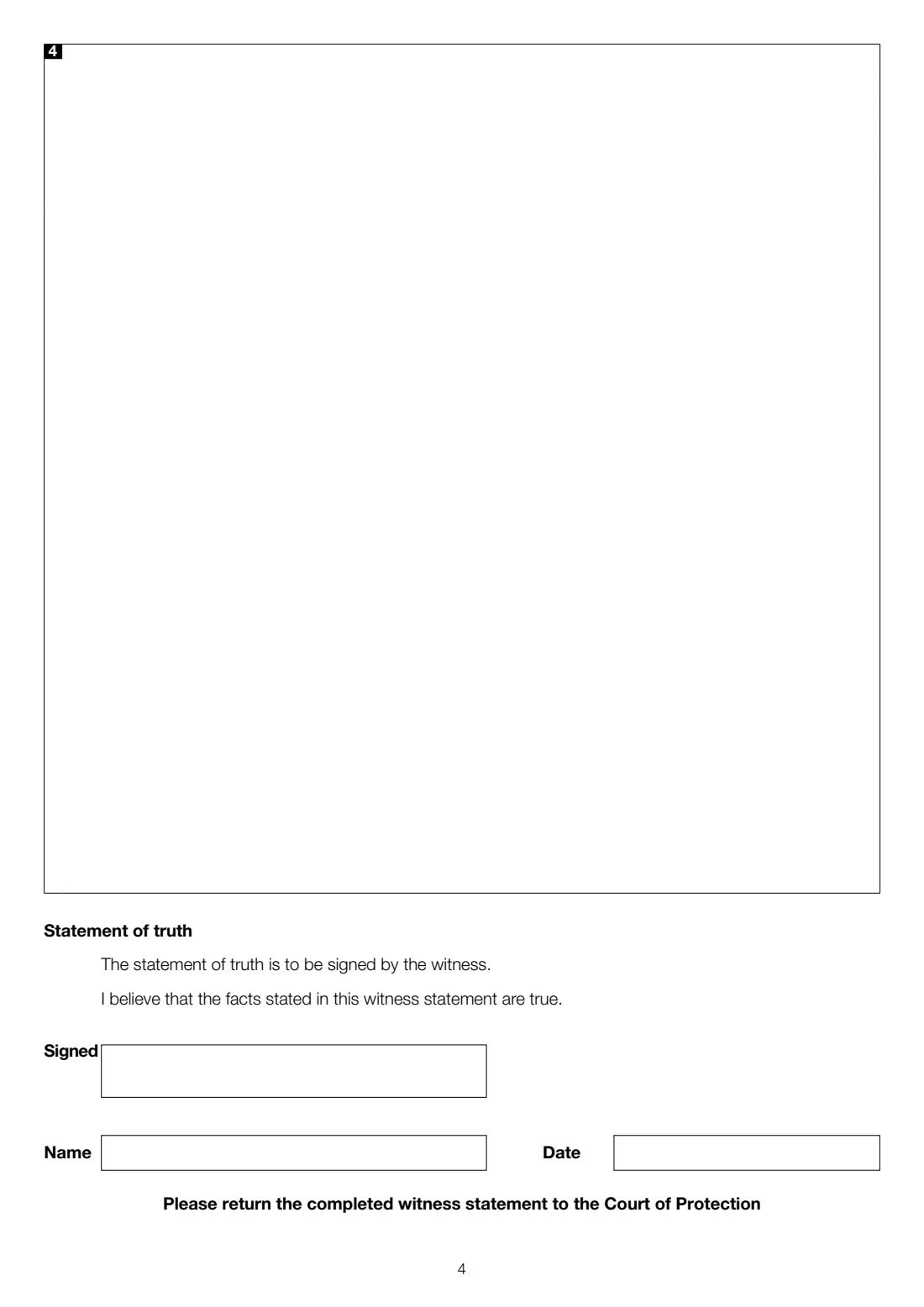 Form COP24 (2017) Court of Protection: Witness statement — page 4 of 4