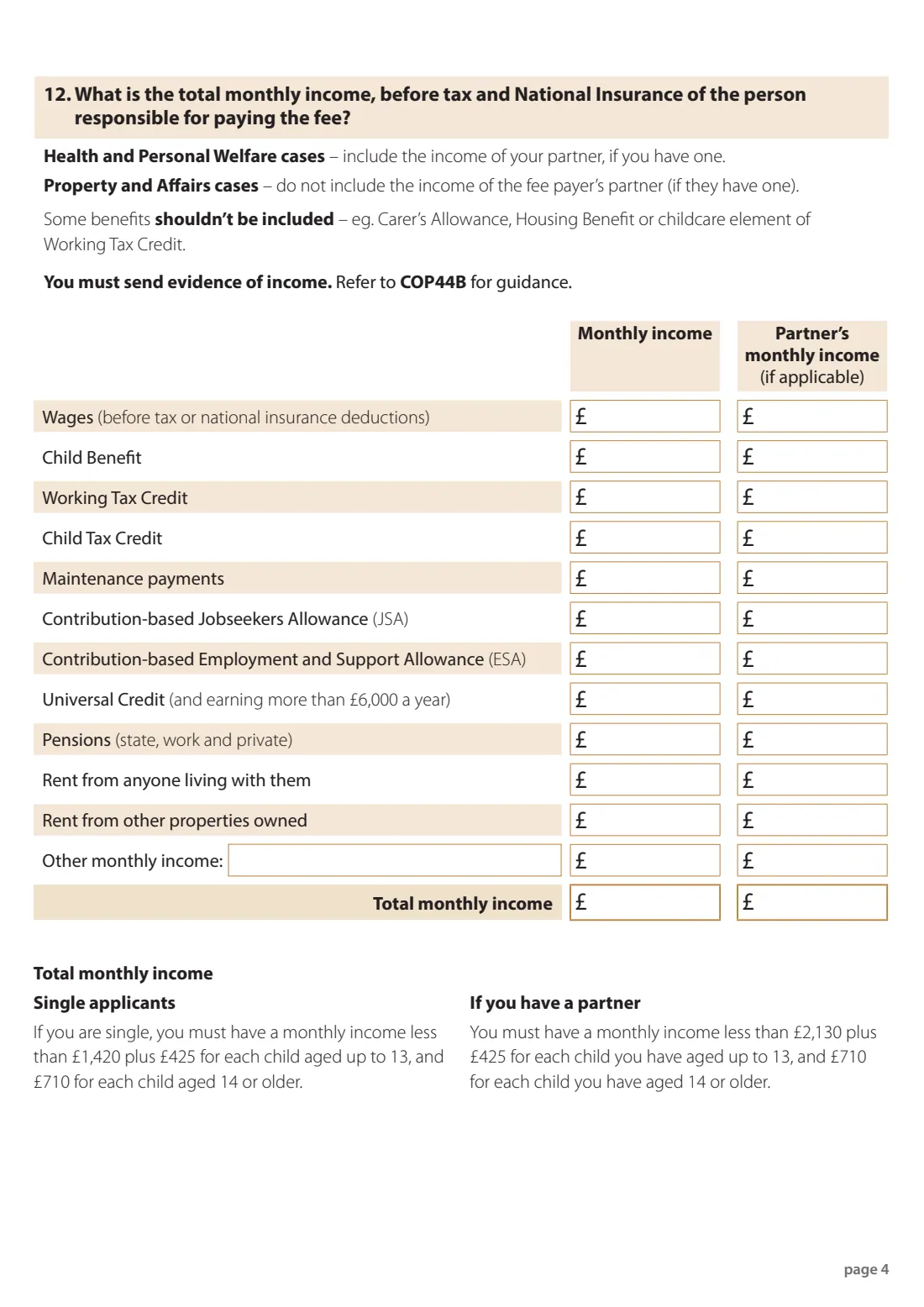 COP44A Court of Protection fee help (2026) Apply for help with Court of Protection fees (COP44A) — page 4 of 5