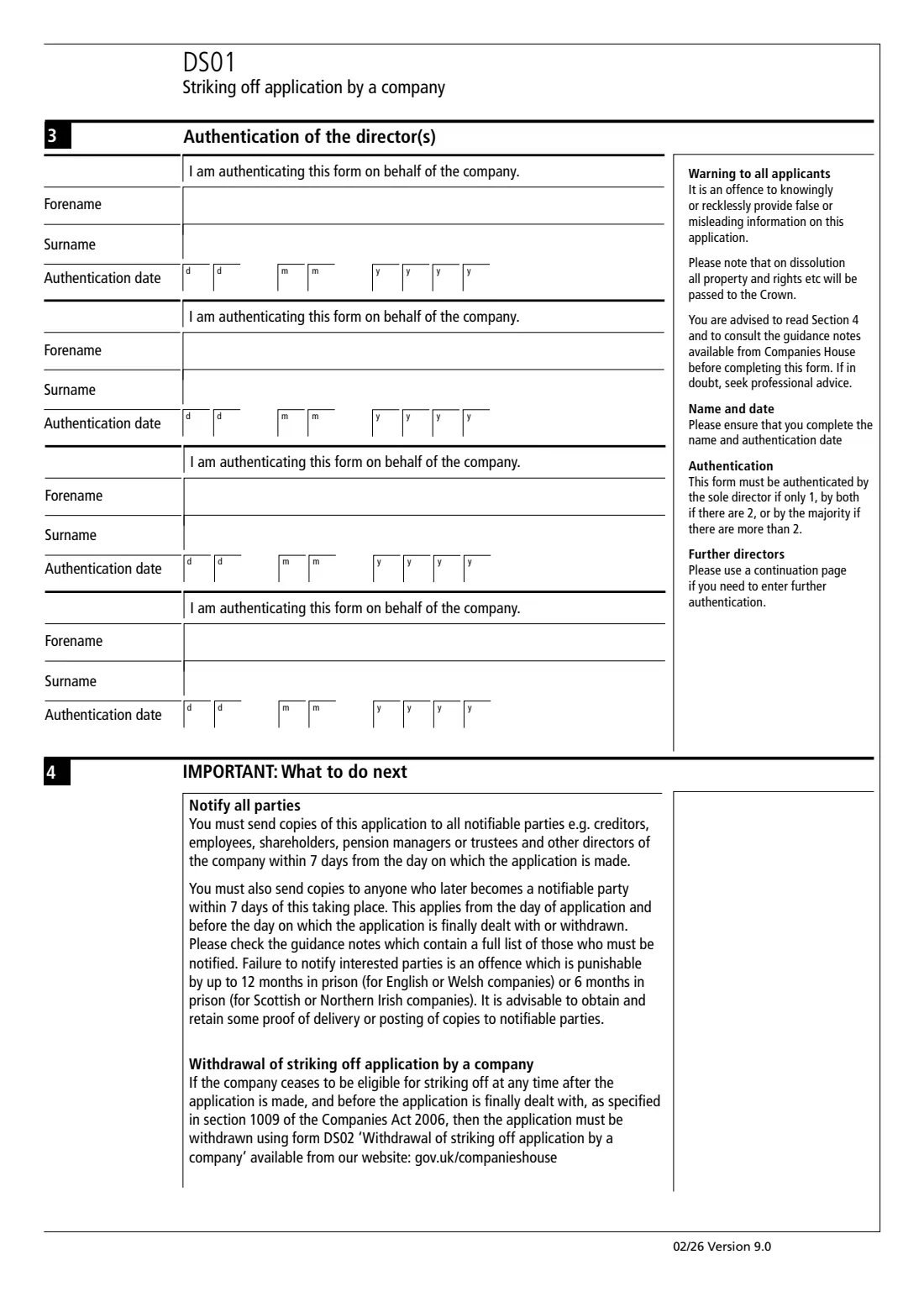 DS01 Striking off application (2026) Striking off application by a company (DS01) — page 2 of 3