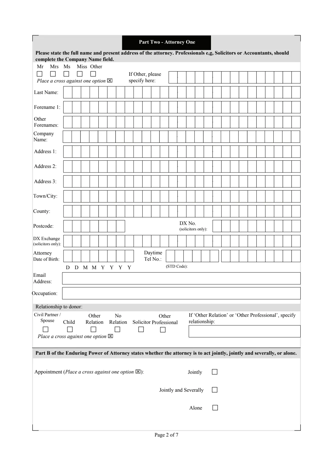 EP2PG Register an Enduring Power of Attorney (2007) Application for registration of an Enduring Power of Attorney (EP2PG) — page 2 of 7