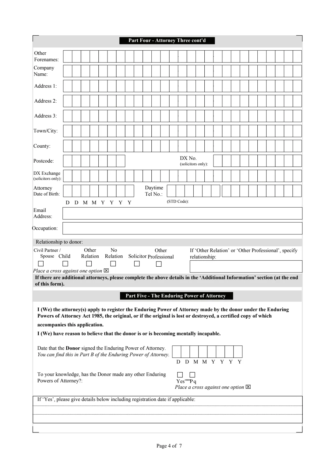 EP2PG Register an Enduring Power of Attorney (2007) Application for registration of an Enduring Power of Attorney (EP2PG) — page 4 of 7