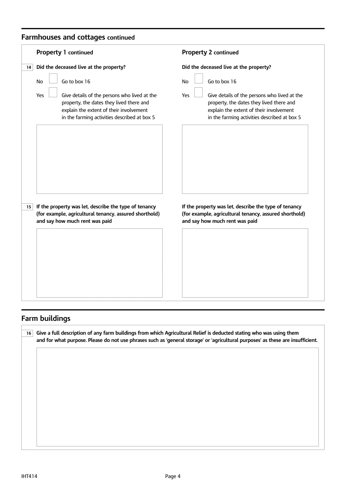 IHT414 Agricultural Relief (2026) Agricultural Relief (Schedule IHT414) — page 4 of 5