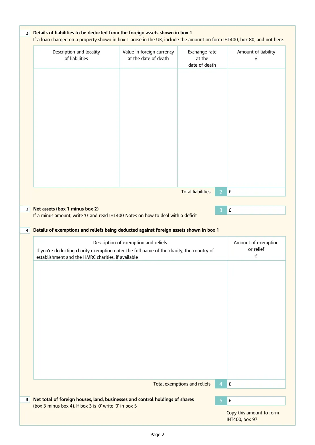 IHT417 Foreign assets (2025) Inheritance Tax: foreign assets (Schedule IHT417) — page 2 of 4