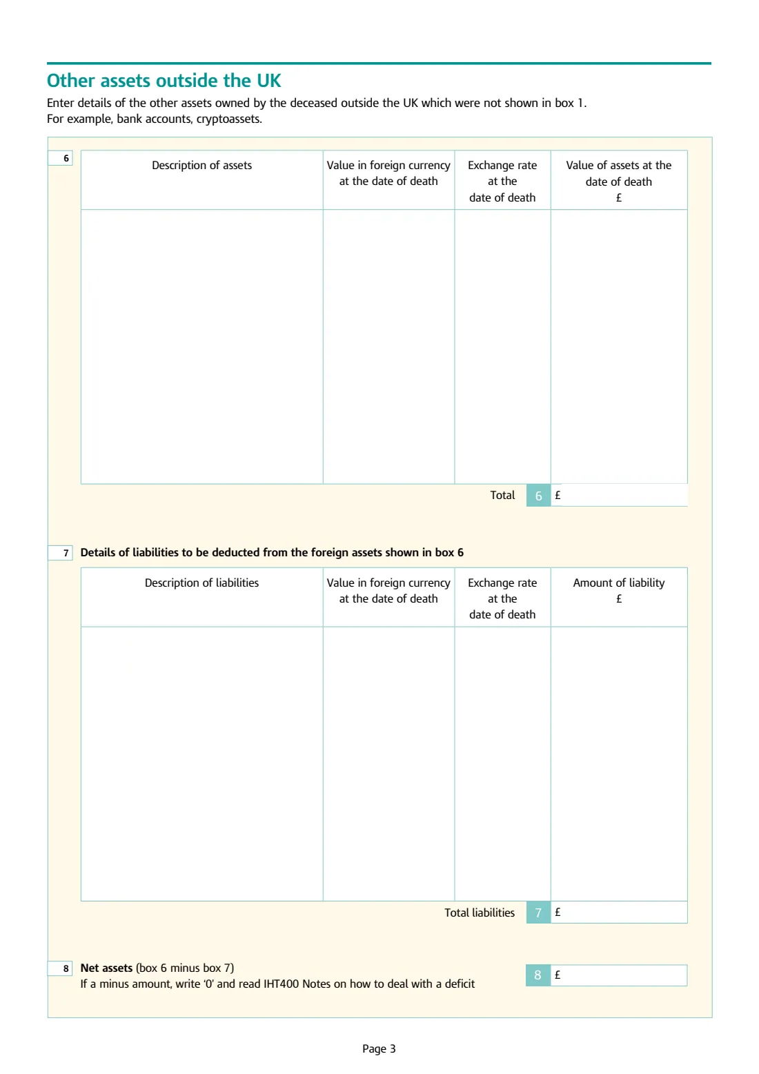 IHT417 Foreign assets (2025) Inheritance Tax: foreign assets (Schedule IHT417) — page 3 of 4