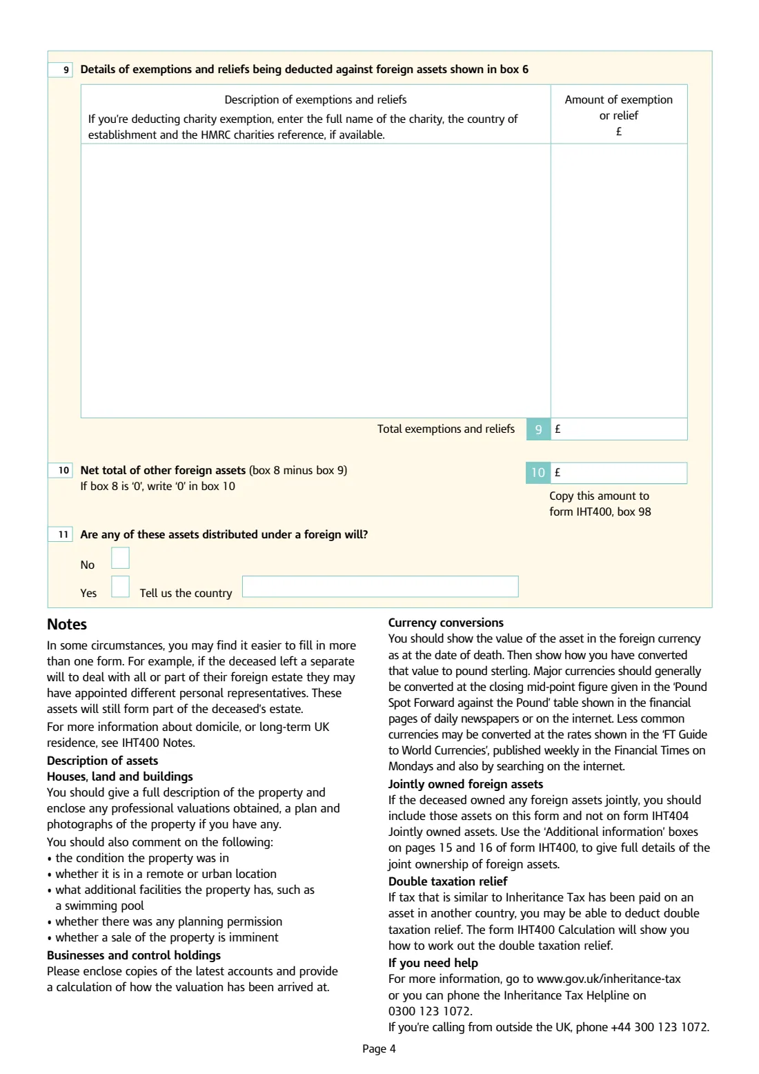 IHT417 Foreign assets (2025) Inheritance Tax: foreign assets (Schedule IHT417) — page 4 of 4