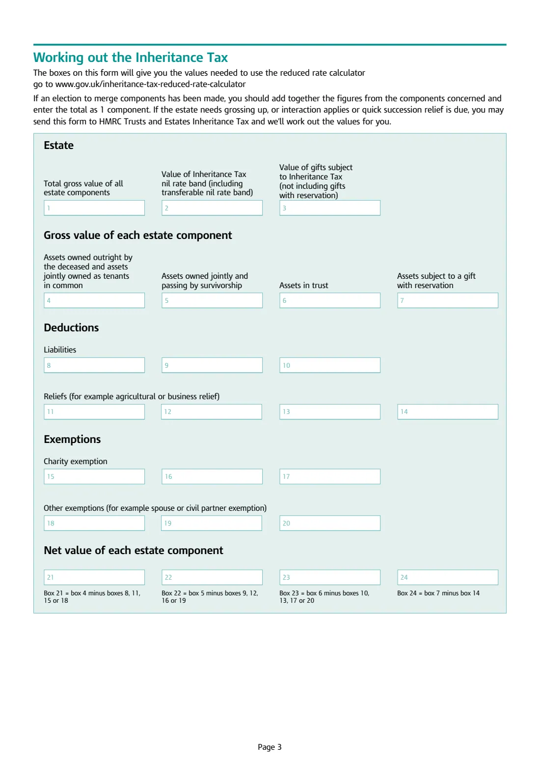 IHT430 Reduced rate of IHT (2024) Inheritance Tax: reduced rate of Inheritance Tax (Schedule IHT430) — page 3 of 4