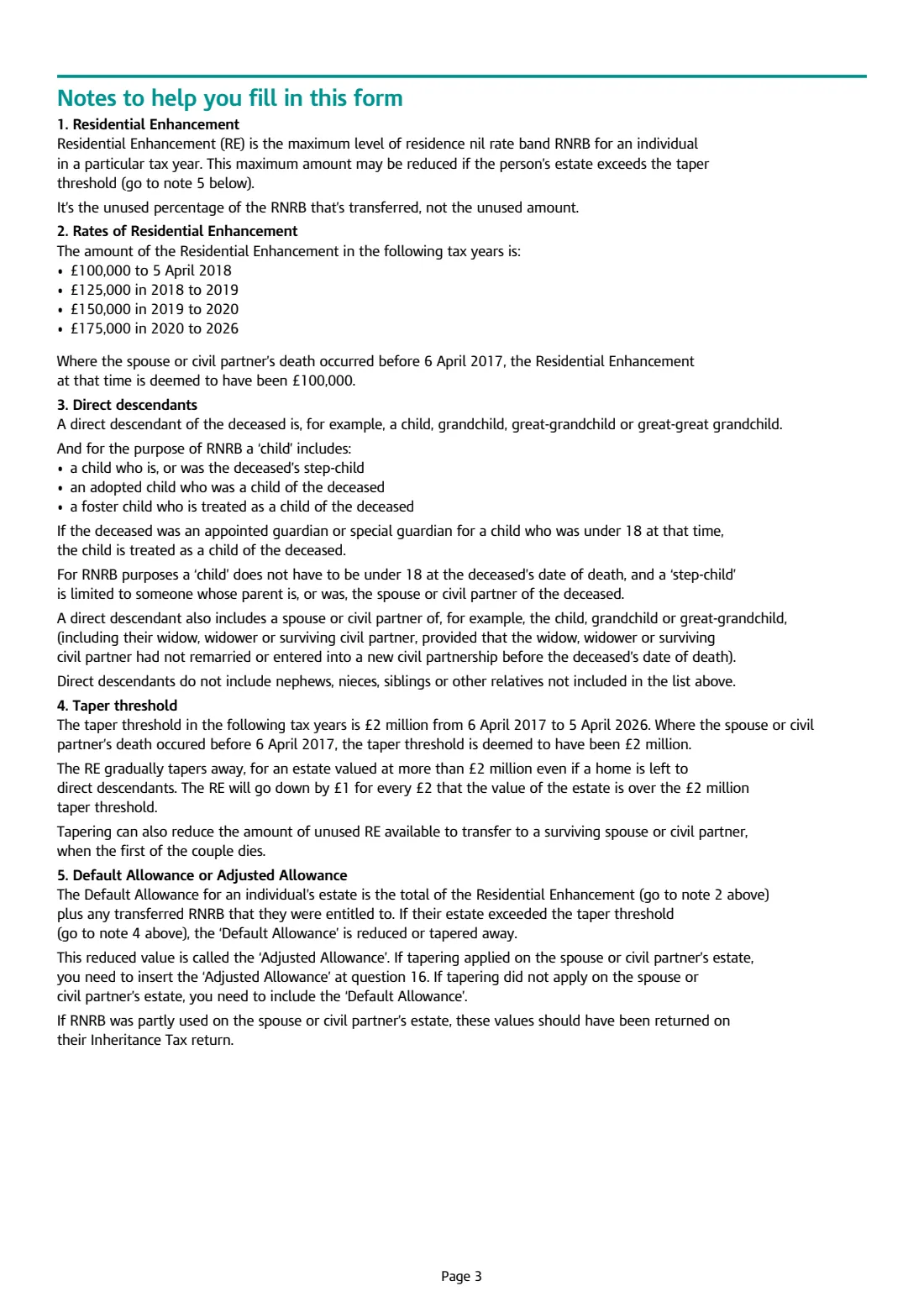IHT436 transfer of unused residence nil rate band (2022) Claim to transfer unused residence nil rate band (IHT436) — page 3 of 3