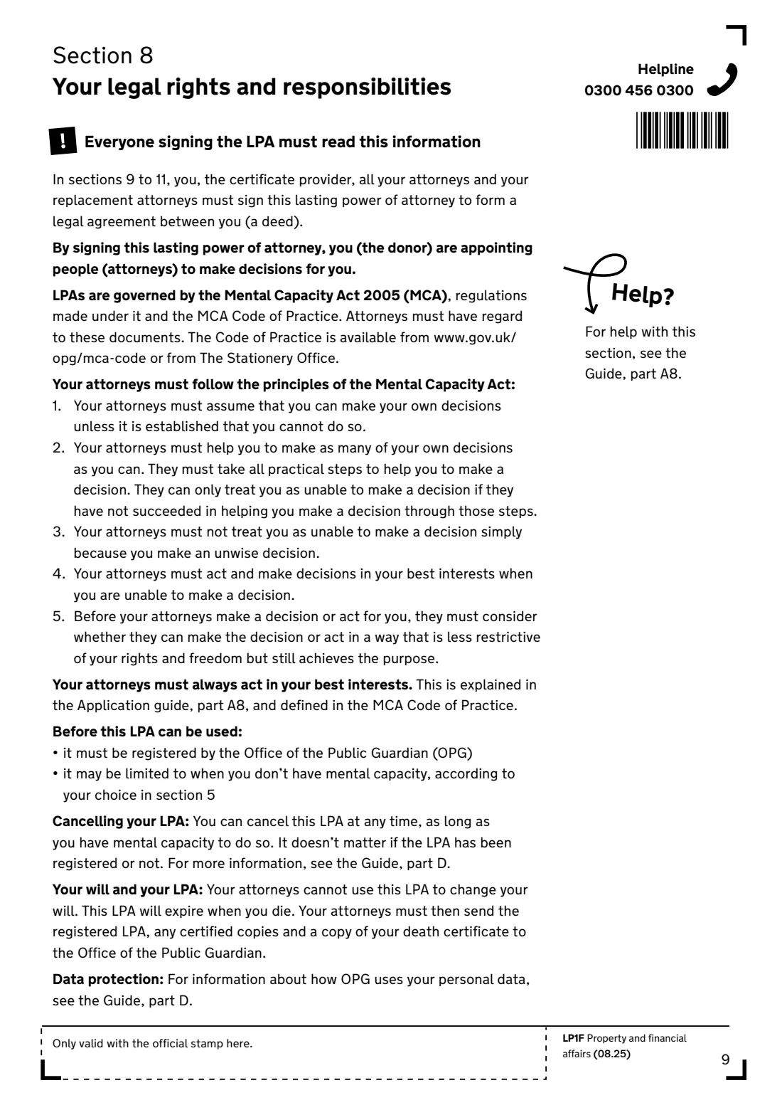 LP1F (2025) Lasting power of attorney — Property and financial affairs — page 11 of 24
