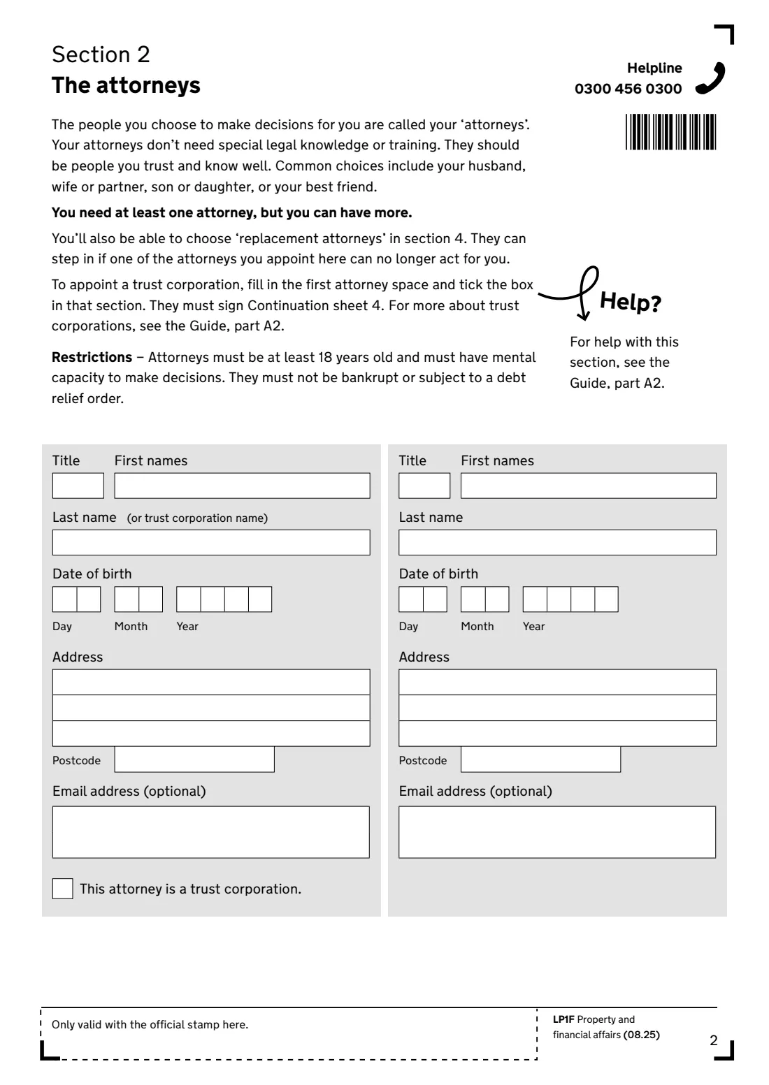 LP1F (2025) Lasting power of attorney — Property and financial affairs — page 4 of 24