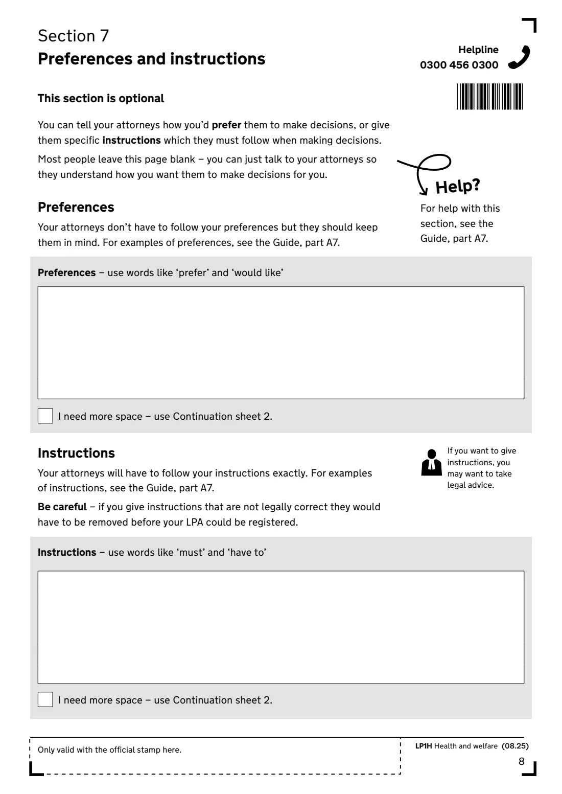 LP1H (2025) Lasting power of attorney — Health and welfare — page 10 of 24