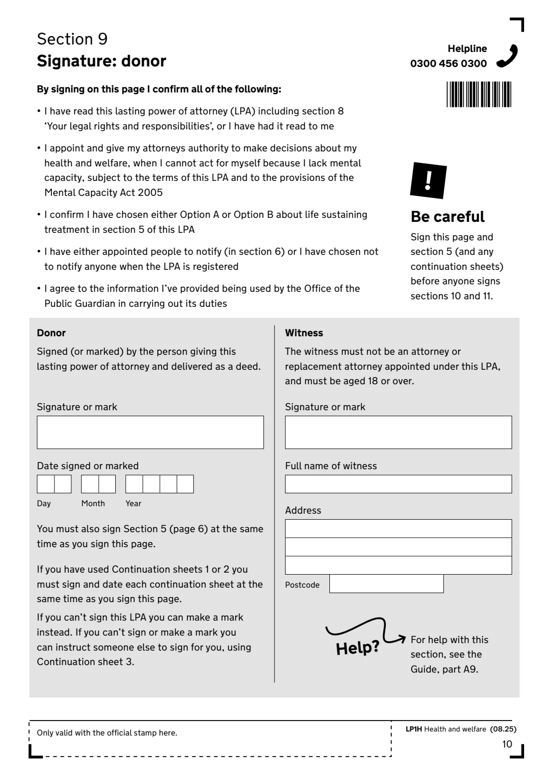 LP1H (2025) Lasting power of attorney — Health and welfare — page 12 of 24