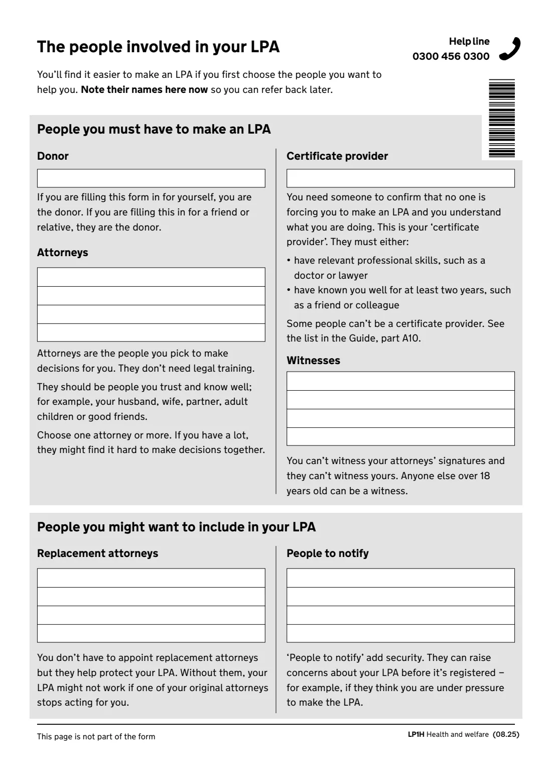 LP1H (2025) Lasting power of attorney — Health and welfare — page 2 of 24